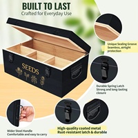 Organisateur de Graines en Bambou Grand Format avec Couvercle et Verrou de Sécurité, Comprend des Enveloppes et des Étiquettes pour Graines, Kit de Jardinage