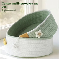Lit pour chat extra-large en coton et lin tissé, multi-saisons, pour plusieurs chats, adapté aux chatons
