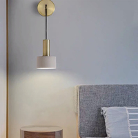Lampu dinding tembaga Modern LED, cahaya dinding hangat E27 5W dapat diredupkan putih hangat untuk kamar tidur papan kepala Hotel beranda latar belakang pencahayaan dinding