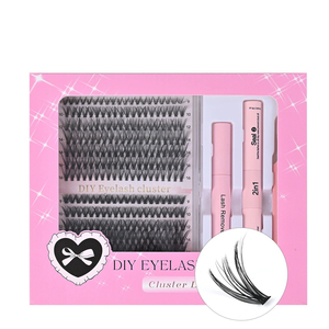 Vente en gros des faux cils segmentés en volume à cluster unique les plus populaires, 14 rangées, 30-60D, ensemble avec colle, pinces, kit d'outils - Product Image 5