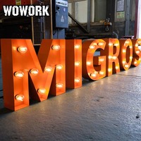 Lettres lumineuses décoratives d'extérieur WOWORK 2026, motif artistique en acier peint au spray, pour vitrine de magasin