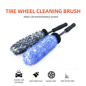 <span class=keywords><strong>Brosse</strong></span> de nettoyage de roue de voiture en <span class=keywords><strong>microfibre</strong></span> douce sans rayures avec logo privé, design ergonomique, bleu gris - Product Image 3