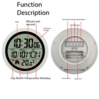 Horloge murale électronique moderne pour salle de bain et cuisine, sans perçage, auto-adhésive, affichage numérique LCD, édition Ramadan à changement de couleur