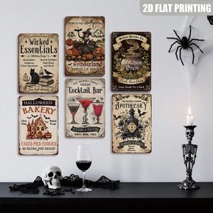 Vintage Halloween <strong>Witch</strong> Metal <strong>Signs</strong> Set Spooky Pumpkin Apothecary Wall DecorWicked Essentials Witchy Tin <strong>Signs</strong> - Product Image 3
