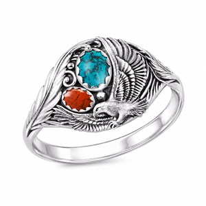 Anello con piuma d'aquila intagliata, stile vintage, anello di tendenza, accessorio per dito dal design etnico - Product Image 1