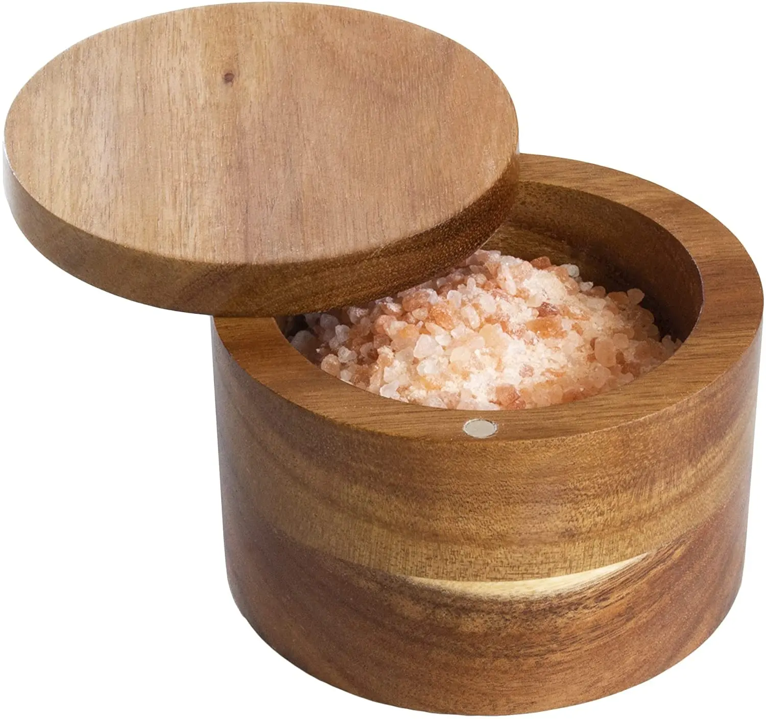 Thân Thiện Với Môi Trường Gỗ Salt Vòng Container Gia Vị Hộp Suger Keeper Cellar Gỗ Spice Box Với Nắp Xoay