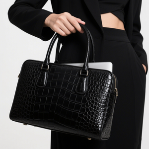 Produttore modello di coccodrillo su misura vera pelle di vacchetta in pelle di vacchetta borsetta da ufficio lavoro portatile borsa a mano per le donne - Product Image 1