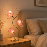 Lampe de bureau romantique en or rose, lampe de chevet vintage française en forme de lotus rose, lumière décorative élégante pour le bureau, idéale pour un cadeau