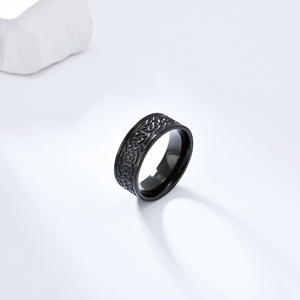 Men's Titanium Steel <b>Ring</b> Woven Knot Design Black Steel Color Gift Jewelry Nordic Style - Product Image 4