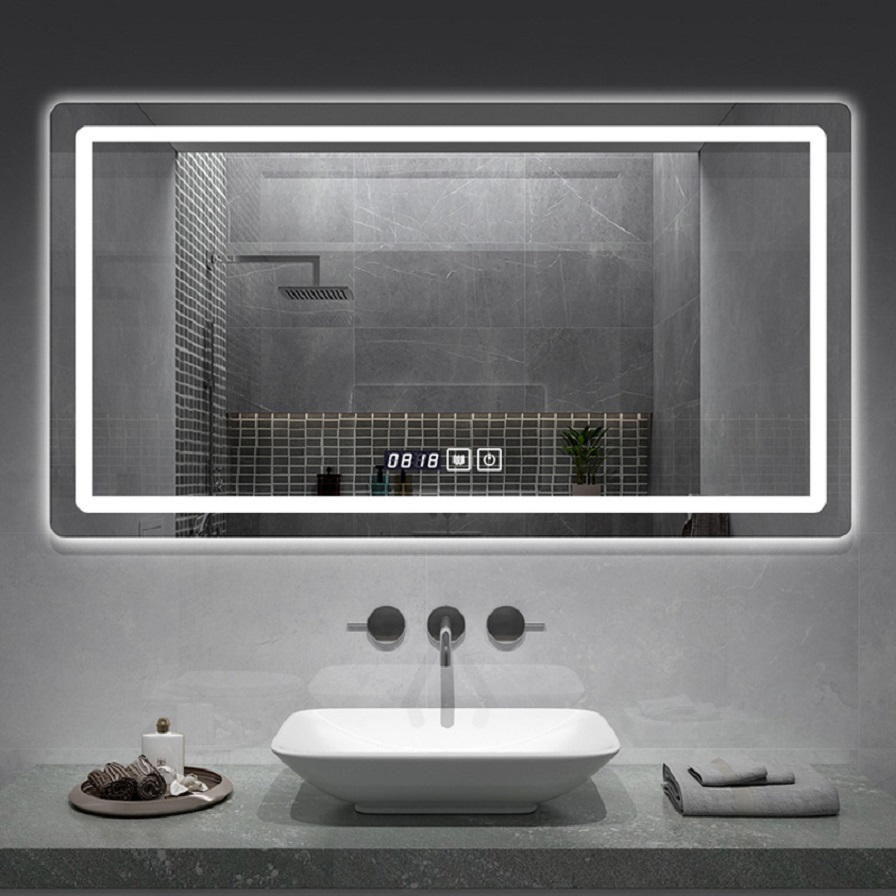 JITAI Modern Bathroom Wall Mounted Smart Led Mirror With Time Display