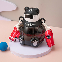Encantadoras botellas de plástico estilo Panda para niños, colores degradados de moda con correa de fácil transporte