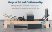 Appareil de Pilates Reformer Professionnel en Bois d'Érable avec Roues pour un Déplacement Facile, Logo Personnalisé, Couleur du Cuir au Choix, Machine de Fitness pour Studio