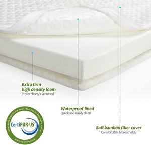 Materasso Premium per Culla e <span class=keywords><strong>Letto</strong></span> per Bambini - Ideale per Culle e Letti per Bambini, Certificato CertiPUR-US, Rivestimento Impermeabile e Lavabile in Lavatrice - Product Image 3
