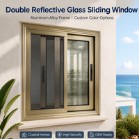 Ventana Corredera de Aluminio con Doble Acristalamiento Moderna, Aislamiento Acústico y Energético, Ventana de Vidrio Resistente a Huracanes para Exteriores de Casas y Apartamentos