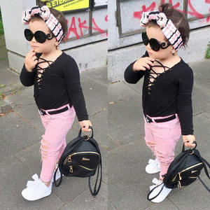 Conjuntos de Pantalones y Camisas de Algodón Rosa Intenso para Bebés Niñas, Venta al Por Mayor de Boutiques de Ropa, desde China - Product Image 2