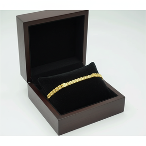 Pulsera Geométrica Sofisticada de Oro 916 Premium, Oro Amarillo de 22k, Cadena de Eslabones Texturizados con Alto Brillo, Joyería para Hombre con Gancho en S - Product Image 3