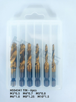 Edc — ensemble de robinets à combinaison de perceuse 6 pièces, avec fonction de chanfrein, pack de boîte M3 M4 M5 M6 M8 M10