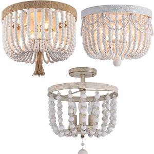 Dining <strong>Nursery</strong> Room Bedroom Hallway Entryway Passway Wood Beaded Flush Mount Ceiling <strong>Light</strong> Rustic Chandelier Boho <strong>Light</strong> <strong>Fixture</strong> - Product Image 1