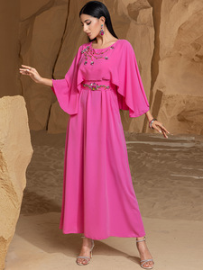 OEM/ODM Abaya Elegante de Color Sólido, Talla Grande, Alta Calidad, Estilo Dubái, Vestido Largo con Cuentas de Perlas para Ramadán, Ropa Modesta - Product Image 6