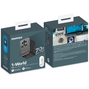 Venta al por mayor <span class=keywords><strong>MOMAX</strong></span> 1-World UA8 PD 100-250V 70W Cargador rápido Adaptador de corriente EE. UU. AU Reino Unido Enchufe DE LA UE Cambiador USB rápido Universal - Product Image 6