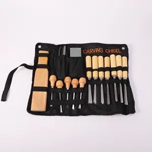 Customized Wood Carving Chisel Set with Wooden Handle and High Carbon Steel Head with Sharpening Stone