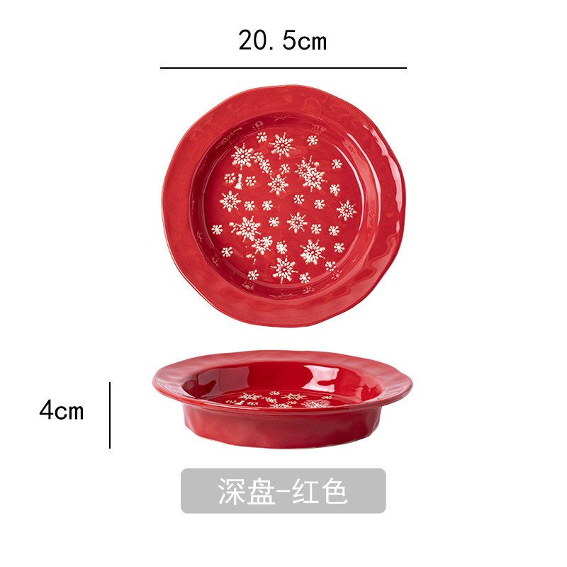 Christmas snowflakes - red plate