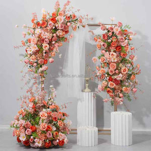 Mariage coin bleu panneau floral Arrangement de fleurs coureurs soie bleu fleur Rectangle fond support pour décor de scène - Product Image 4