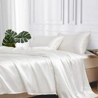 Haute qualité Satin soie draps de lit solide teint maison été uni tricoté Polyester TwinfullQueenking taille ensembles de literie