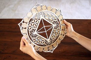 5 éléments Éther <span class=keywords><strong>Air</strong></span> <span class=keywords><strong>Feu</strong></span> <span class=keywords><strong>Eau</strong></span> <span class=keywords><strong>Terre</strong></span> Mandala Solides platoniques en bois faits à la main Art mural suspendu Décoration spirituelle de méditation - Product Image 3