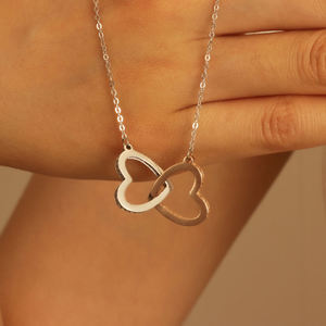 HIGH QUALITY WHOLESALE TWO TONE HEART BRASS and STAINLESS INTERLOCKING and <b>INFINITY</b> NECKLACE for WOMEN - Product Image 1