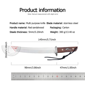 Couteau de poche droit de survie en acier inoxydable de haute qualité avec manche en bois et étui pour le camping et les travaux manuels - Product Image 6