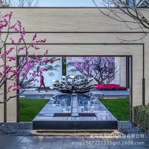 Sculpture de fleur en acier inoxydable, décoration de jardin extérieure, forme irrégulière faite à la main, montage au sol JH-050911 - Product Image 4