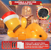 Homme en pain d'épices gonflable géant de Noël de 3 mètres de long, allongé, avec lumière LED intégrée pour décoration extérieure