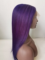 Xuchang Longguan pabrik rambut manusia grosir produk rambut manusia wig depan untuk renda HD berwarna hitam wanita ungu 1 buah