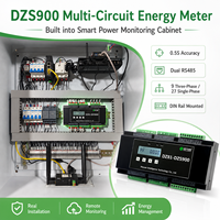 Compteur d'énergie multi-circuits, 9*3 phases/27*1 phase ou tout mixte monophasé et triphasé, 2*RS485 Modbus RTU, avec CT ouverts.