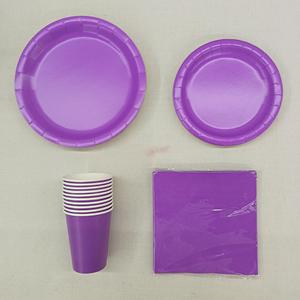 DAMAI - Juego de Vajilla Desechable de Papel Color Morado para Fiestas, Platos de Papel de 7 y 9 Pulgadas, Vasos - Product Image 2