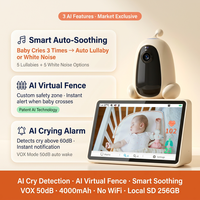 Moniteur Bébé 7 Pouces Sans Wi-Fi, Sans Application, Sécurisé, Écran Tactile 1080P, Analyse du Sommeil, Caméra de Surveillance Bébé IA