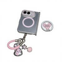 Coque de téléphone pour iPhone Duo Purax Max pliable avec support magnétique en forme de cœur, en plastique souple, éléments en forme de cœur, résistante aux chutes