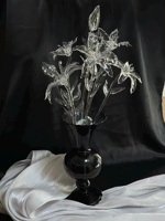Ornement personnalisé en verre soufflé artisanal pour la fête des mères, fleur bleue, sculpture éternelle, cadeau romantique pour la Saint-Valentin, décoration pour la maison