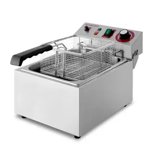 Freidora de patatas fritas profesional con certificado CE, tanque individual, 6,25l, industrial, para restaurante