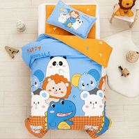 Housse de couette pour enfants avec motif d'animaux mignons en coton, couverture de couette en mousseline de gaze à 2 couches pour tout-petits