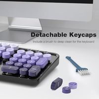 OEM ODM Wireless Keyboard and Mouse Combo Black Purple Colorful 24G Typewriter Style Full Size Cute Keyboard Set