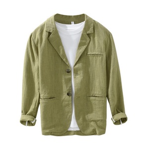 <span class=keywords><strong>Giacca</strong></span> Blazer in <span class=keywords><strong>Lino</strong></span> e Cotone di Alta Qualità, Vestibilità Slim Casual per <span class=keywords><strong>Uomo</strong></span> - Product Image 2
