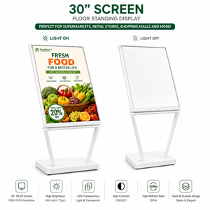 30 Inch Transparent OLED Landscape Floor Standing Digital <b>Signage</b> Interactive Animation Advertising Screen Anti-Reflection - Product Image 5