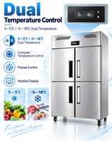 Congélateur vertical commercial à refroidissement par air de 1000 L avec porte en acier inoxydable et double température, congélation rapide