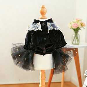 Pet Dog <b>Cat</b> Dress Black Velvet Rose Tutu Skirt Four Seasons Polyester Outfit Small Puppy <b>Clothes</b> - Product Image 4
