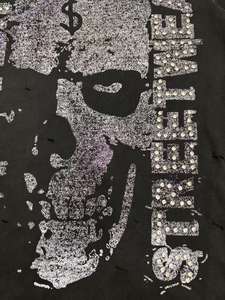 Desain kustom 100% katun DTG dicetak berlian imitasi lengan panjang kebesaran kaus rajutan kasual kualitas tinggi berpakaian - Product Image 5