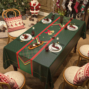 New Year Christmas Tablecloth Atmosphere Theme Red Plaid Style Long Strip Thanksgiving Party Decoration Table Cover - Product Image 6