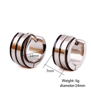 Pendientes de aro de 7 mm, geométricos, de acero inoxidable, con rayas negras, epoxi, minimalistas, para mujer - Product Image 5