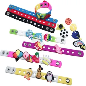 Silicone Charm Bracelets Rubber Charm Wristbands Adjustable Kids Bracelets Party Gift and Compatible with Shoe Charms